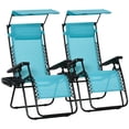 thumbnail image 1 of Outsunny 2 Piece Foldable Lounge Chair with Canopy Shade, Sky Blue, 1 of 10