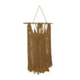 thumbnail image 5 of DecMode Brown Fabric Handmade Intricately Weaved Macrame Wall Decor with Beaded Fringe Tassels, 5 of 7