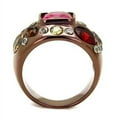 thumbnail image 3 of Luxe Jewelry Designs Women's Coffee Light Ion Plated Stainless Steel Ring with Ruby CZ Stones - Size, 3 of 4