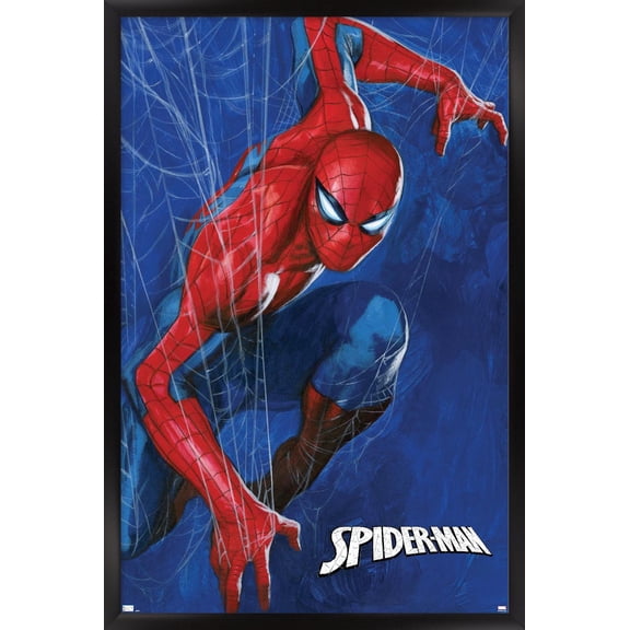 Marvel Spider-Man: World Of Webs - Posing Wall Poster, 22.375" x 34" Framed