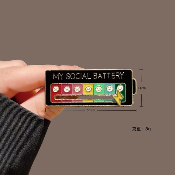 Mood Conversion Energy Brooch Personality Slidable Social Power Metal Badge Men's and Women's Expression Pin Jewelry
