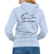 TeeFury Adult Zip-Up Hoodie Graphic I Can't Adult Today - Cats | Funny | Powder Blue | 5XL