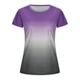 thumbnail image 3 of GORHGORH Women's Gradient Contrast Short Sleeve Round Neck Loose Fit Casual T-Shirt Top, 3 of 4