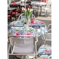 thumbnail image 5 of Outdoor Tablecloth with Umbrella Hole for Patio/Picnic/Party/Camping, Spring Waterproof Table Cloth Round Cover Washable, Truck Botanical Rose Leaves Blue White Plaid (Dia 54"), 5 of 8