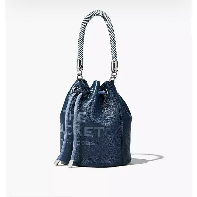 Marc Jacobs The Leather Mini Bucket Bag Crossbody Blue Sea