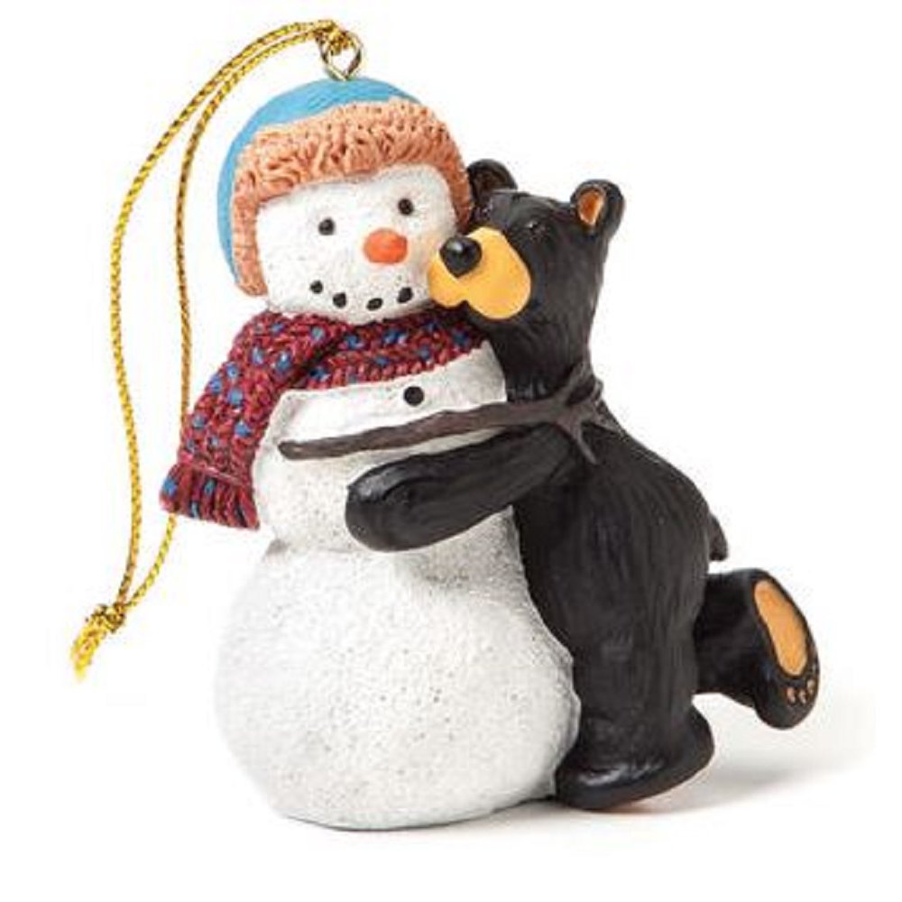 Jeff Fleming Bearfoots Winter Hugs Bear Snowman Christmas Ornament