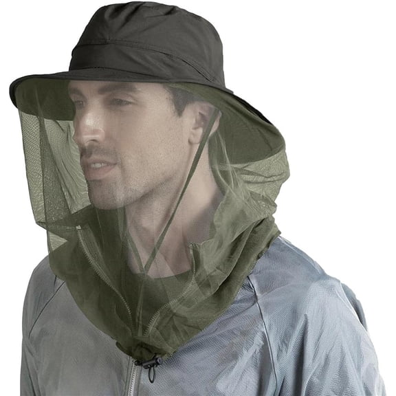 Fishing Hat Sun Protection Hat Mosquito Head Net for Outdoors Bucket Hat with Hidden Net Mesh