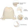 thumbnail image 4 of Cotton Drawstring Bags, Canvas Backpack Foldable Sports Gym Bags for Women Men Trip, Beige, 4 of 5