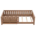 thumbnail image 4 of Bellemave Twin Size Floor Bed with Bookshelf, Wood Montessori Beds with Slats and Safety Guardrail, Low Profile Twin Bed Frame with Fence, No Box Spring Needed (Natural), 4 of 9