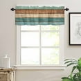 thumbnail image 3 of Teal Turquoise Curtain Valance for Windows/Kitchen/Living Room/Bedroom, Retro Farmhouse Wood Grain Brown Rod Pocket Window Treatment Short Drape Topper Small Tier Cafe Curtains Panel 54X18, 3 of 8