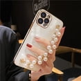 thumbnail image 2 of Funda de silicona chapada de lujo para iPhone, carcasa suave con cadena de pulsera de perlas para iPhone 13, 14, 12 Pro Max, 11, XS, X, XR, 7, 8 Plus, mini SE 2 Fivean unisex, 2 of 2