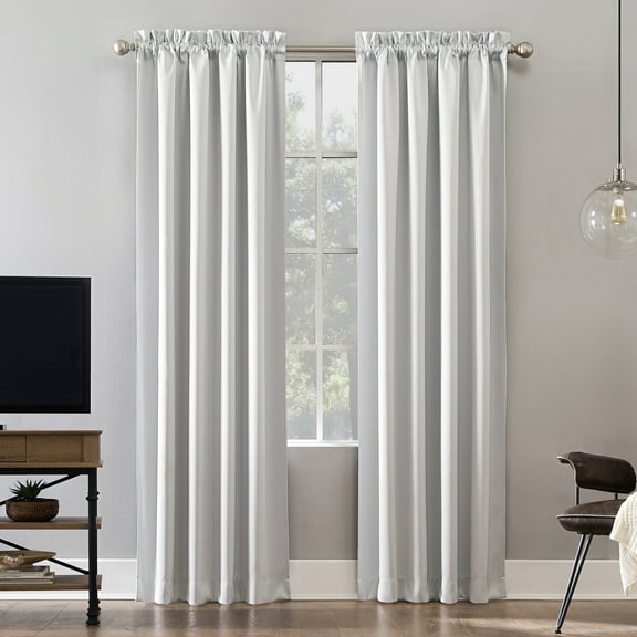 Sun Zero Malmo 1-Piece Theater Grade Extreme 100% Blackout Rod Pocket Curtain Panel, 52"X95", Pearl