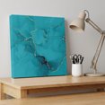 thumbnail image 3 of Ships Next Day Canvas Wall Art 10"x10", Turquoise Marble Wood Framed Canvas Print Painting, Minimalist Abstract Golden Fluid Art Ready to Hang Small Picture Wall Decor for Home Kitchen Nursery Office, 3 of 8