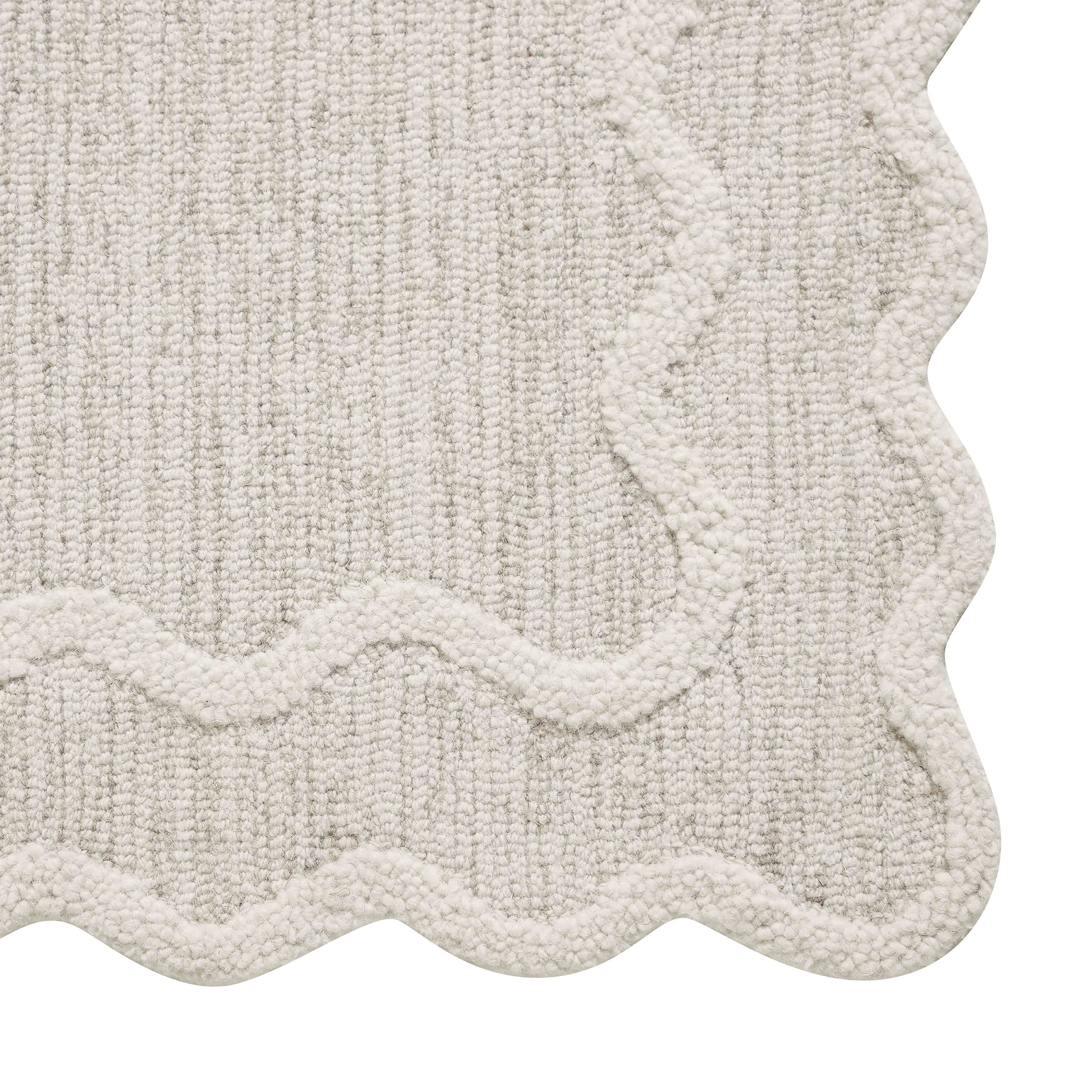 My Texas House Stella Ivory Scallop Wool Indoor Runner Rug, 2 ft x 8 ft