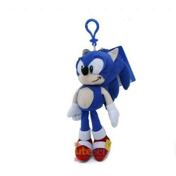 Sonic The Hedgehog Plush Doll Key Chain Coin Bag Clip On 8" Soft Plush