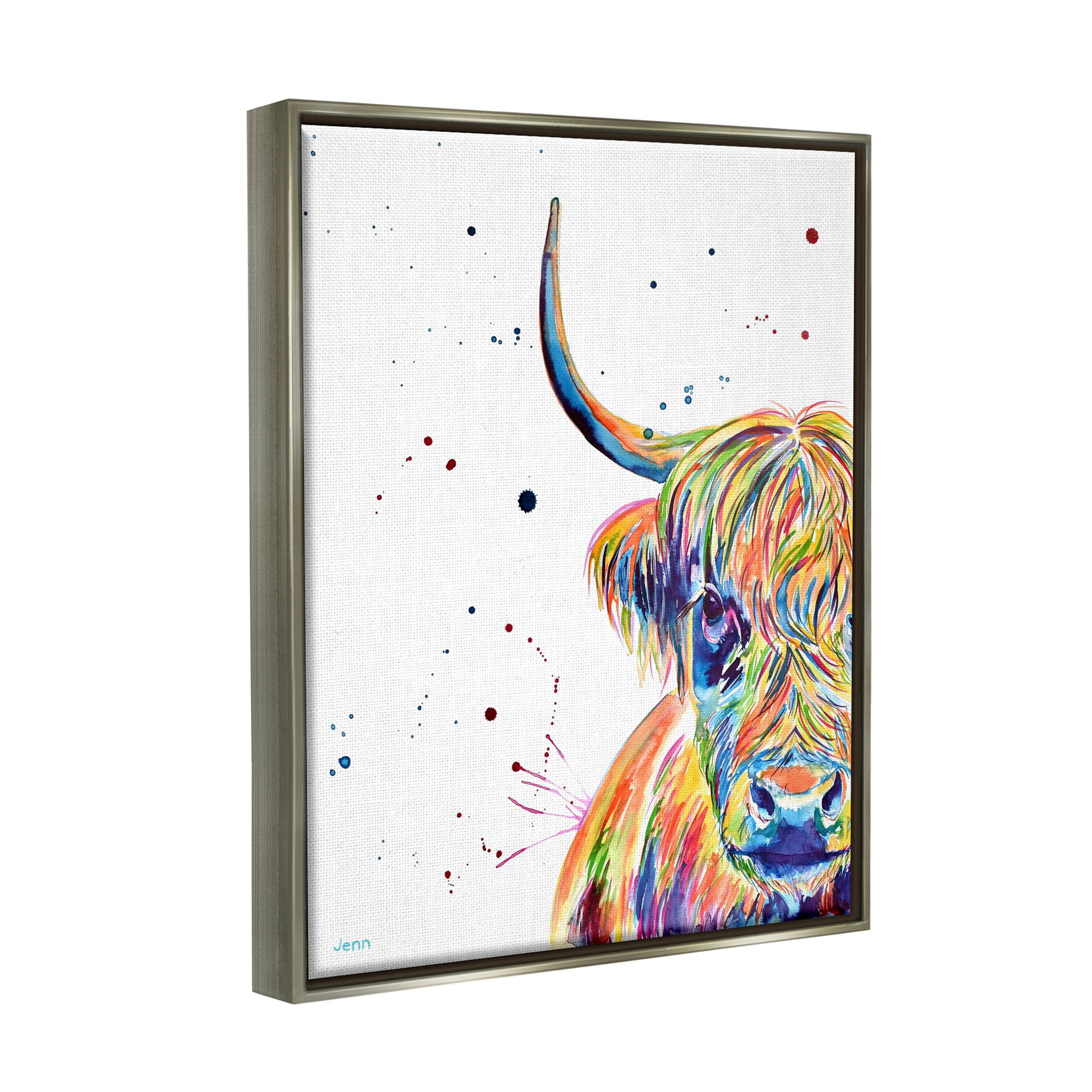 Vivid Cattle Face Farm Animal Animals & Insects Graphic Art Luster Gray Framed Art Print Wall Art