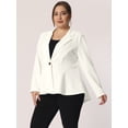 thumbnail image 2 of Blazer de talgrande pamujer con solacon muescas, dobladillo con volantes y péplum, paNavidad Blanco 5X, 2 of 5