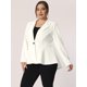 thumbnail image 2 of Blazer de talgrande pamujer con solacon muescas, dobladillo con volantes y péplum, paNavidad Blanco XL, 2 of 5