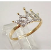 14K Yellow Gold Plated 1Ct Round Lab Created Diamond Crown Shape Women's Engagement Ring