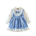 thumbnail image 3 of YOUYEDIAN Toddler Dress Fashion Lace Design Cute Bowtie Deco Versatile Long Sleeve Dress Casual Crew Neck Loose Breathable Comfy Princess Dress, 3 of 5
