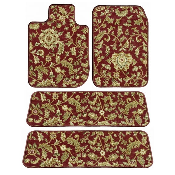 GGBAILEY Toyota Highlander Red Oriental Car Mats, Custom Fit for 2014, 2015, 2016, 2017, 2018, 2019 - Driver, Passenger, 2nd & 3rd Row Carpet Car Mats (4 Piece)