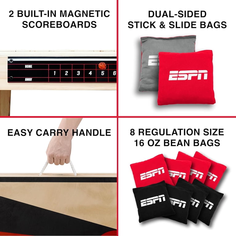 ESPN Cornhole Board Set, 2 x 4 Feet Wood Cornhole Boards with 8