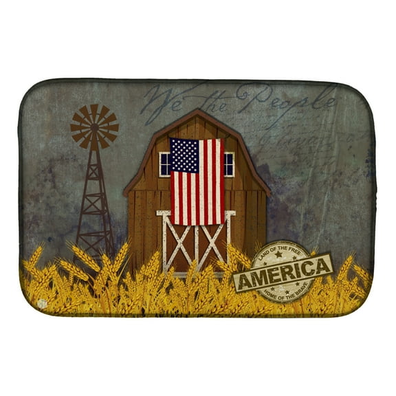 Patriotic Barn Land of America Dish Drying Mat