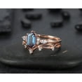thumbnail image 5 of Long Hexagon Alexandrite Engagement Ring Set, Vintage 14K Rose Gold Alexandrite Promise Ring, Wedding Ring Bridal Set Gift for Women, 5 of 5