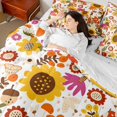 thumbnail image 4 of Castle Fairy Cartoon Mushroom 7pcs Bedding Comforter Set,Vintage Flower Queen Bedding Sets Super Cozy,Spring Garden Queen Sheet Sets,Breathable Botanical Home Decor, 4 of 8