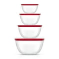thumbnail image 1 of JoyFul 4 Glass Mixing Bowls With Lids - Red, 1 of 6