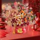 thumbnail image 5 of Bonsái artificial para decoración de año chino, arreglo floral creativo, cubo de flores falsas para bendición, para hotel, boda y fiesta. Rojo, 5 of 8