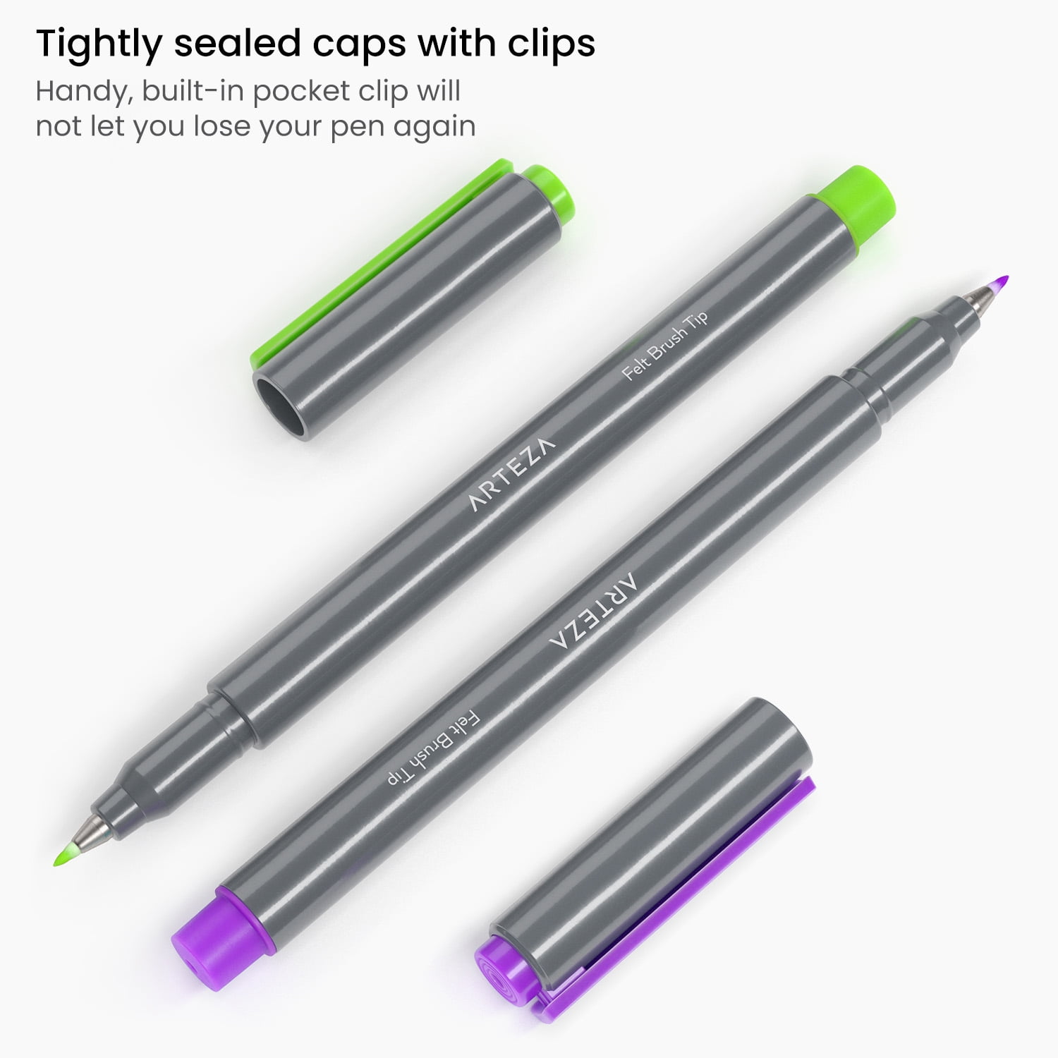 Arteza Set of Felt Brush Tip Pens, Basic Colors - 24 Pack