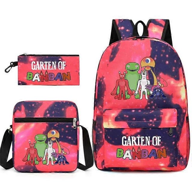 Three-piece Set Garten Of Banban Game Peripheral Two-dimensional Backpack Student Schoolbag Shoulder Bag Pencil Case