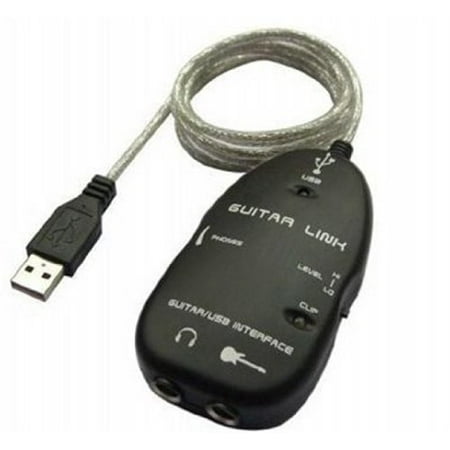 USB Guitar Interface Link Cable for PC/Mac Computer Recording and a 1/4-Inch / 3.5mm Adapte