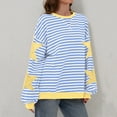 thumbnail image 4 of VISALY Pullover Crewneck Sweaters Oversized Sweatshirt Striped Sweatshirt Long Sleeve Color Block Pullover Tunic Top Casual Loose Workout Shirt Sweatshirts Basic Hoodie Comfort Sweatshirt Light Blue L, 4 of 8