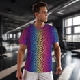 thumbnail image 3 of Wukai Leopard Neon Rainbow Gradient Print Men's Short-Sleeved Mesh T-Shirt,Quick-Dry Short Sleeve Workout T-Shirt-X-Large, 3 of 8