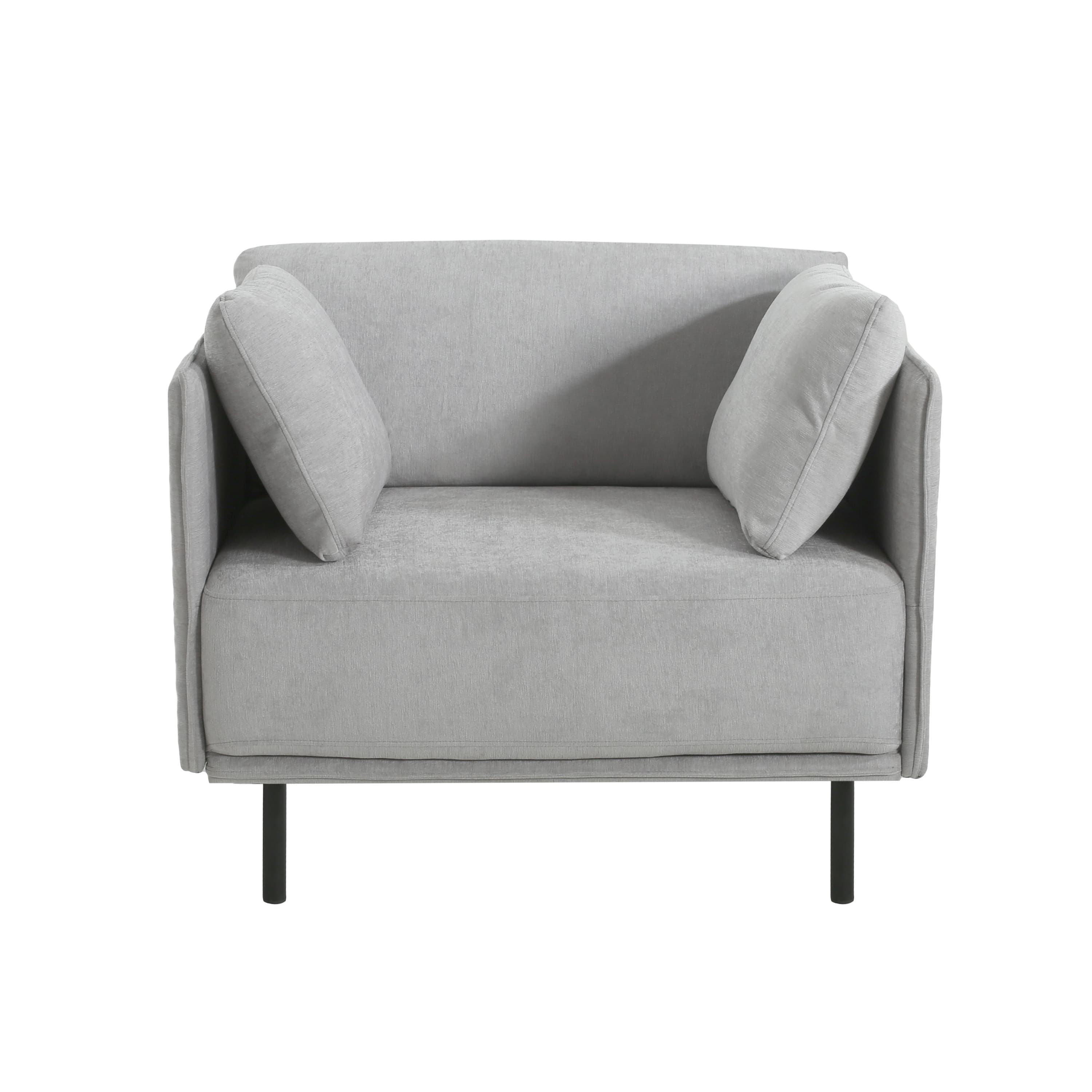 MAYEERTY 39" Vintage Gray Polyester Lounge Chair - Solid Wood Frame, Steel Legs & Accent Seating