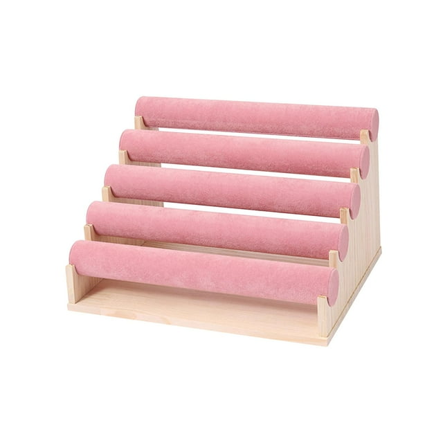 Organizador de almacenamiento de 5 niveles para pulseras y relojes, expositor para el hogar Rosado