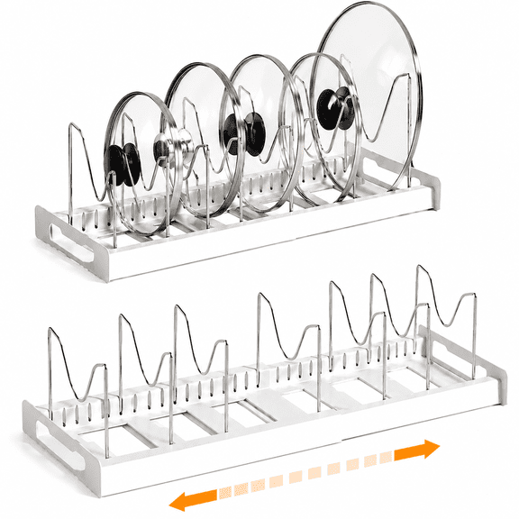 Expandable Pot And Pan Organizer, Adjustable Cabinet Lid Holder For Plates, Bakeware And Kitchen Cookware