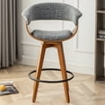 thumbnail image 2 of FOWEOAIU Bar Stools Fabric Upholstered Adjustable Swivel Counter Stool 26"，with Footrest for Bar, Kitchen Island, Bistro, Gray (Set of 2）, 2 of 10