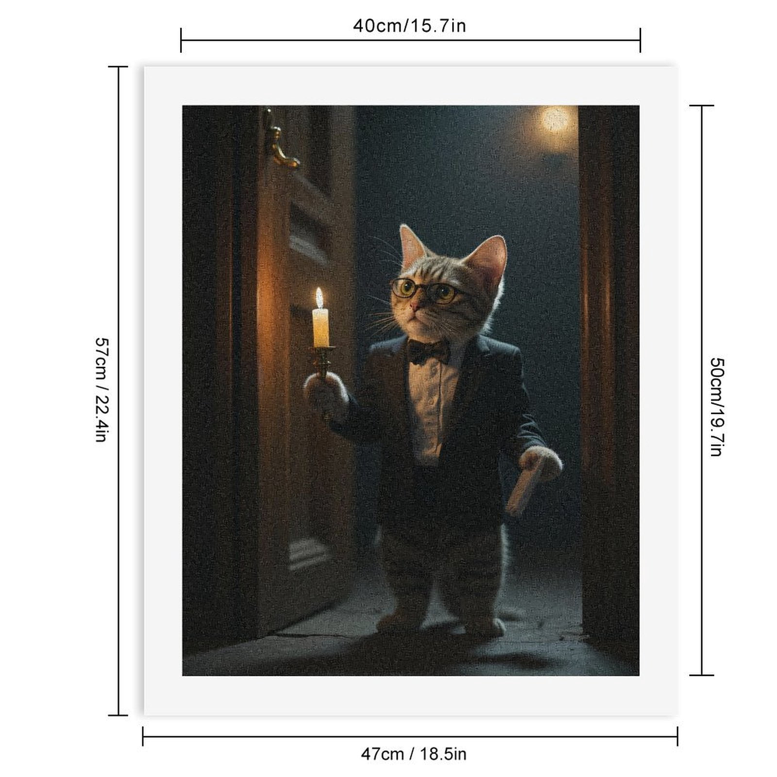 Paint By Numbers Kit for Adults Beginner - DIY Cat In Suit Holding Candle Canvas Painting Kits for Adults, Frameless Paint By Number for Adults for Home Wall Decor 16x20 Inch