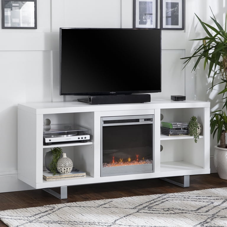 Manor Park Modern Fireplace TV Stand for TVs Up to 64, White - Walmart.com