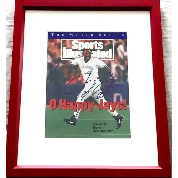 Joe Carter autographed Blue Jays 1993 World Series Champs Sports Illustrated cover framed JSA