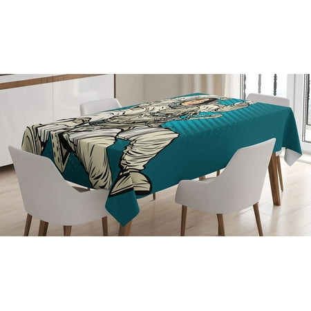 

Ambesonne Nebula Tablecloth Rectangular Table Cover Astronaut Love in Space 60 x90 Beige Blue