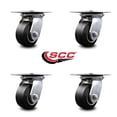 thumbnail image 2 of 4 Inch Heavy Duty Rubber on Aluminum Caster Set with Roller Bearings Set of 4, 2 of 2