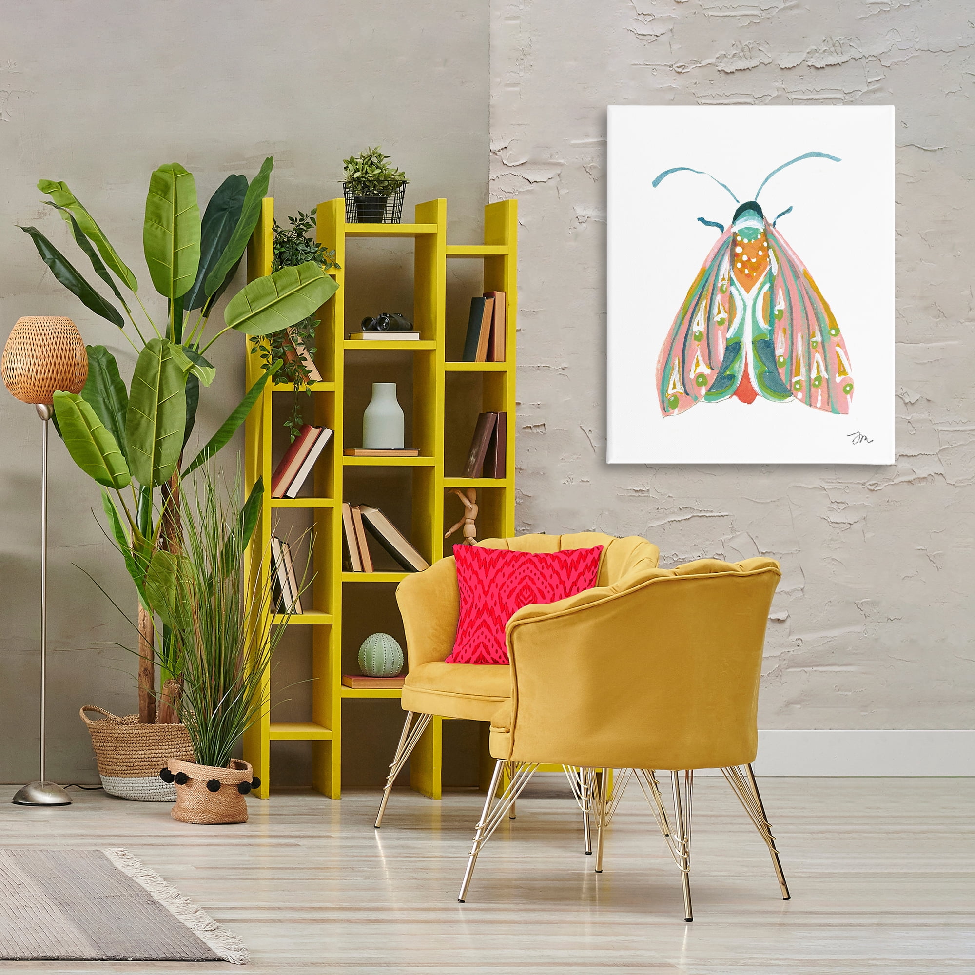 Stupell Industries Delicate Insect on White Insects Painting Wrapped Canvas Art Print Wall Art, 30 x 40