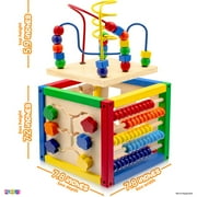 Activity Cube With Bead Maze - 5 in 1 Baby Activity Cube Includes Shape Sorter, Abacus Counting Beads, Counting Numbers, Sliding Shapes, Removable Bead Maze - My First Baby Toys Play22USA