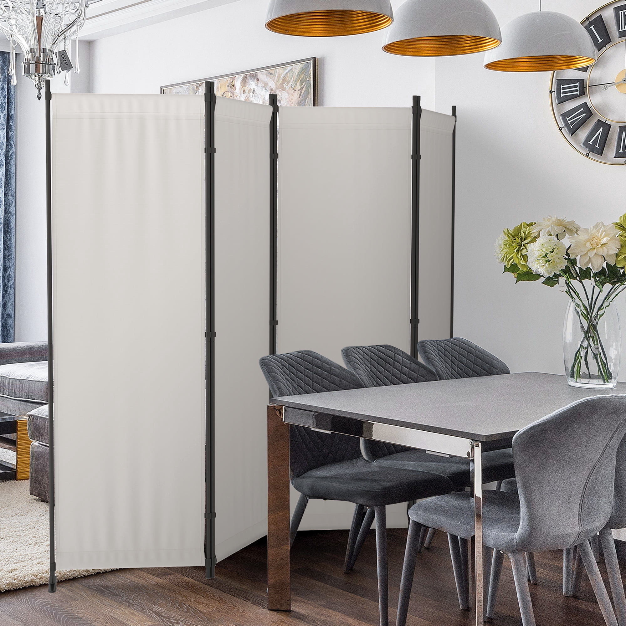 Phonjoroo Room Divider Folding Privacy Screens 4 Panel Partitions 88" Dividers Portable Separating for Home Office Bedroom Dorm Decor