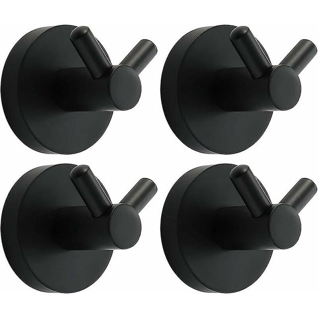 Sailing Gancho de pared de acero inoxidable negro Perchero redondo doble montado en la pared Perchero Perchero Instalación con tornillos Perchero para cocina, sala de estar y pared de oficina Mo