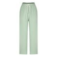 thumbnail image 7 of FAIWAD Womens Cotton Linen Cropped Pants Casual Drawstring Elastic Waist Straight Leg Pants Loose Comfy Trousers, 7 of 7